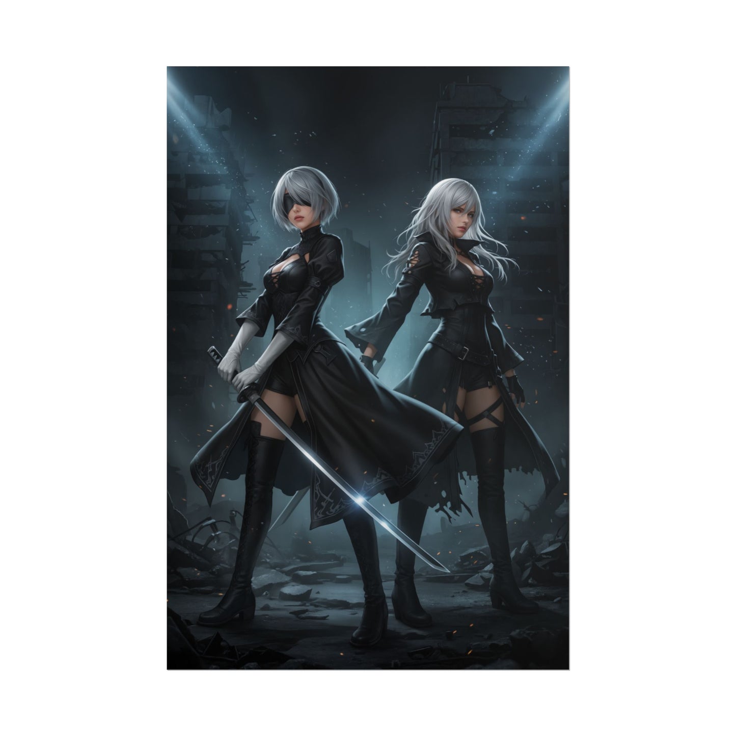 2B and A2 NieR Automata Poster – Iconic Android Heroines Wall Art
