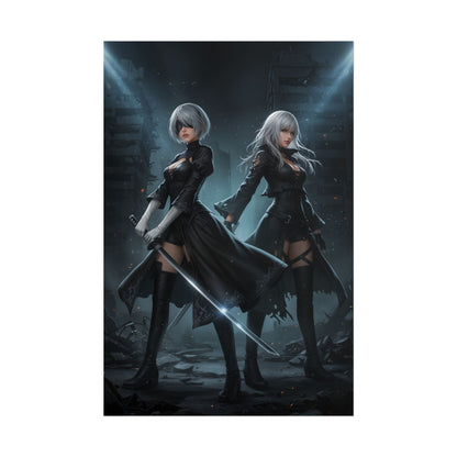 2B and A2 NieR Automata Poster – Iconic Android Heroines Wall Art
