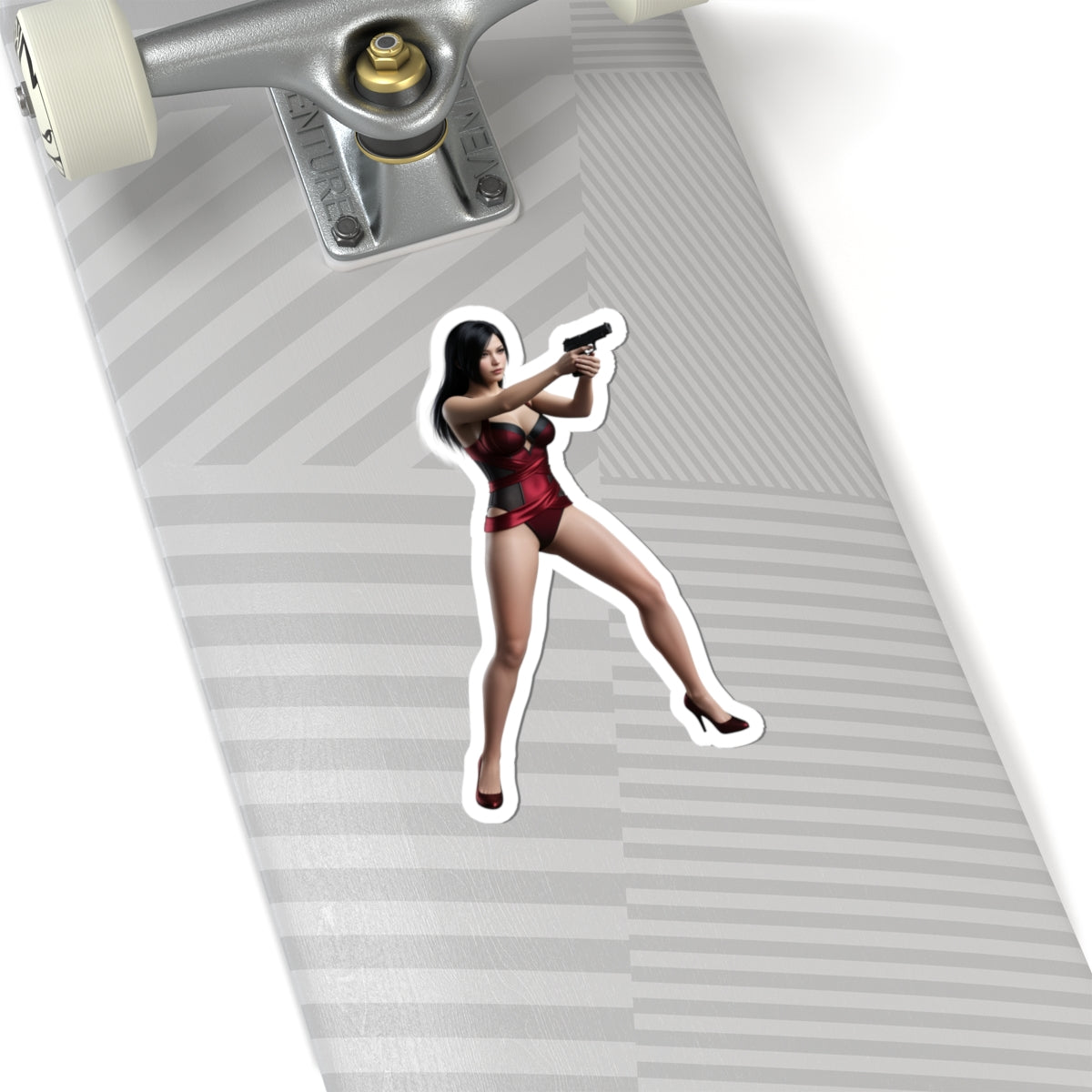 Ada Wong Sticker – Iconic Game Character Vinyl Sticker for Laptops & Indoor Decor on skateboard laptop journal, glossy durable vinyl, bubble-free application