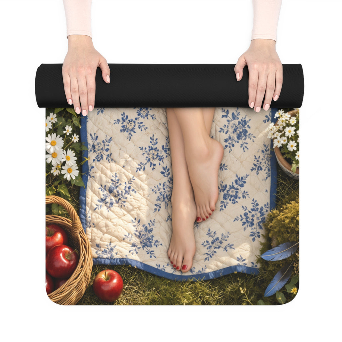 Snow White Home Workout Yoga Mat Suede Pilates Exercise Mat 24x72