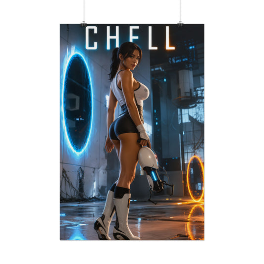 Portal Chell Wall Art Poster Game Room Decor for Gamers