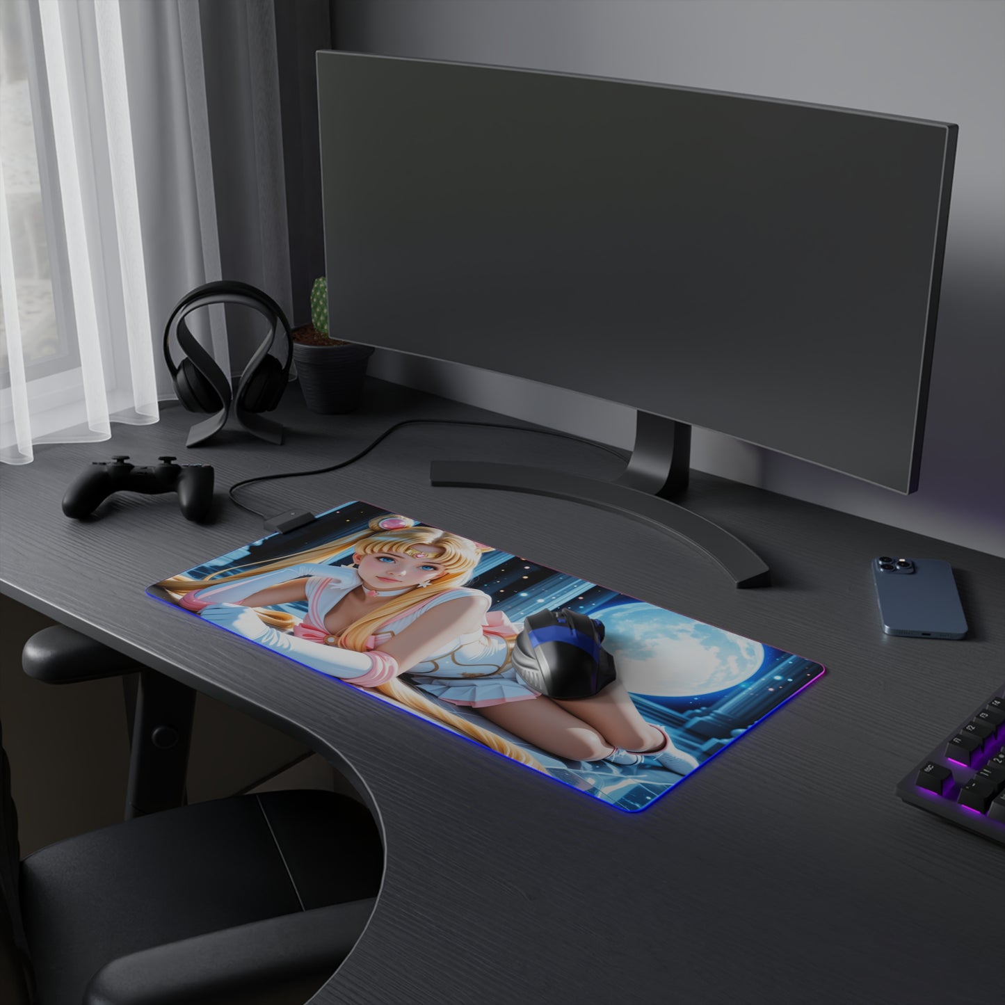 Килимок для столу Sailor Moon – світлодіодний RGB-підкладка, елегантна конфігурація дівчини з аніме Вайфу