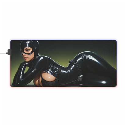 Catwoman-Schreibtischunterlage – LED-RGB-Pad, Waifu-Anime-Girl-Gaming-Setup