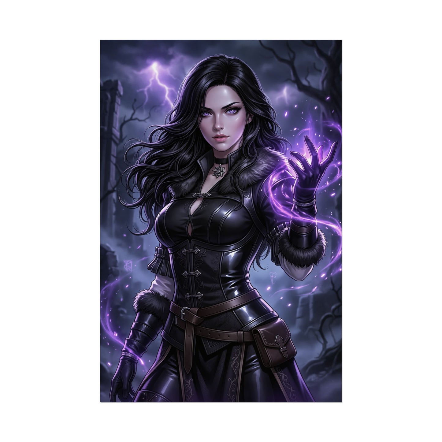 Yennefer Poster Witcher Wall Art Fantasy Sorceress Print Dark Magic Woman Decor RPG Artwork Gamer Room Gift