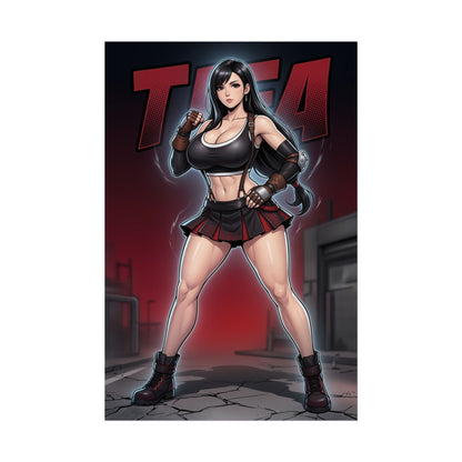Tifa Lockhart Art Print, Final Fantasy Poster, Anime Fighter Girl Wall Art, RPG Game Decor, Gamer Gift Idea