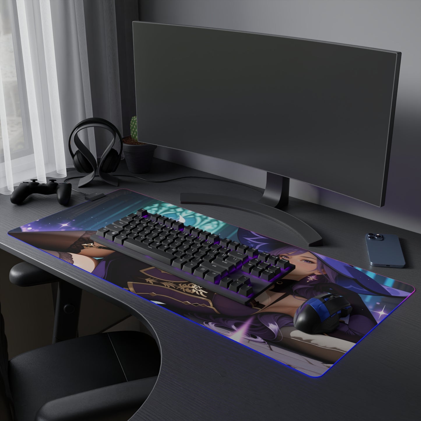 Килимок для столу Lisa Minci – світлодіодний RGB-підсвітлювальний килимок, ігровий комплект для дівчат з аніме Waifu