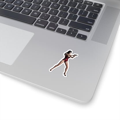 Ada Wong Sticker – Iconic Game Character Vinyl Sticker for Laptops & Indoor Decor: glossy durable vinyl laptop sticker showing Ada Wong aiming pistol