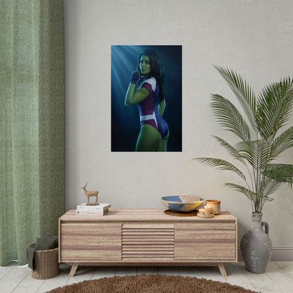 She-Hulk Marvel Poster – Iconic Superheroine Wall Art for Gamer Decor - ultra-high res She-Hulk poster in gaming room