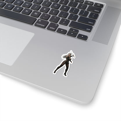 Ciri Sticker – Fantasy Game Vinyl Sticker for Laptops & Indoor Decor on silver laptop showing glossy durable vinyl, vibrant print, easy bubble-free application