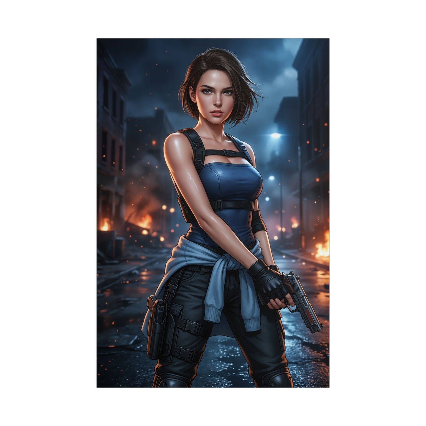 Jill Valentine Resident Evil Poster Action Woman Wall Art Survival Horror Character Print Gaming Room Decor Gift