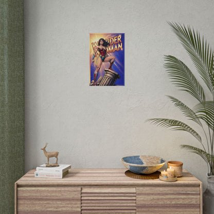 Wonder Woman Poster / Wonder Woman Wall Art / Wonder Woman Art Print / DC Comics Poster - bold heroic Wonder Woman wall print in living room décor