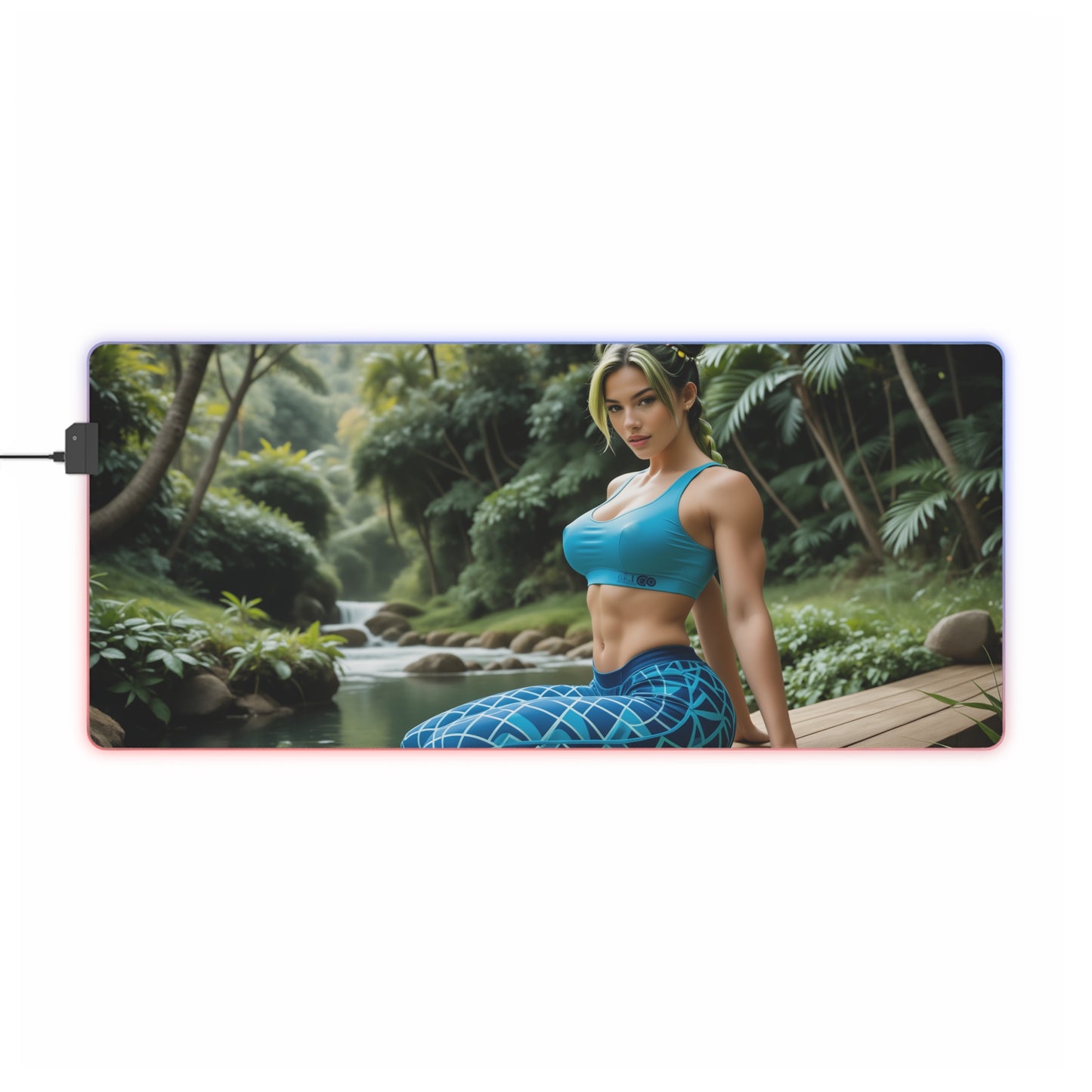 Килимок для столу Jolyne Cujoh – світлодіодний RGB-підсвітлювальний килимок, елегантна конфігурація дівчини з аніме Вайфу