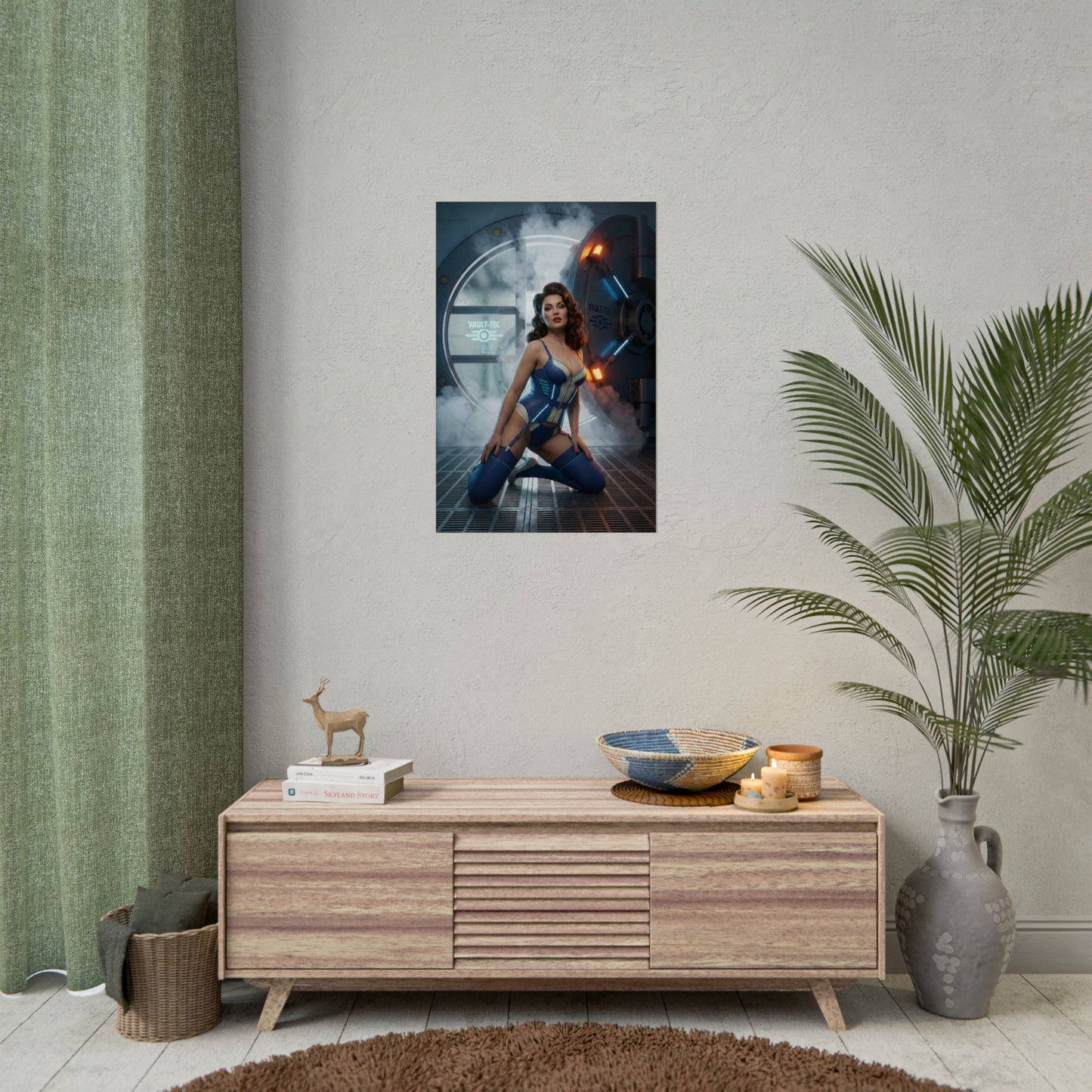 Fallout Vault Queen Poster / Fallout Vault Wall Art / Fallout Vault Art Print / Fallout Poster - poised vault woman in elegant iconic Fallout character art