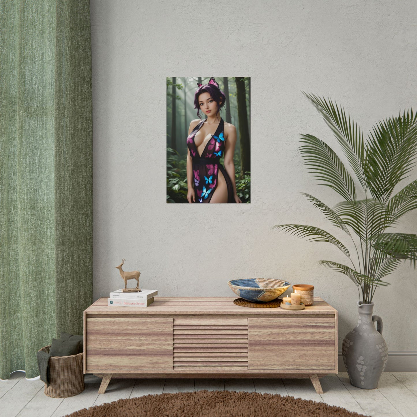 Shinobu Kocho Poster, Demon Slayer Anime Girl Art Print, Waifu Butterfly Wall Decor