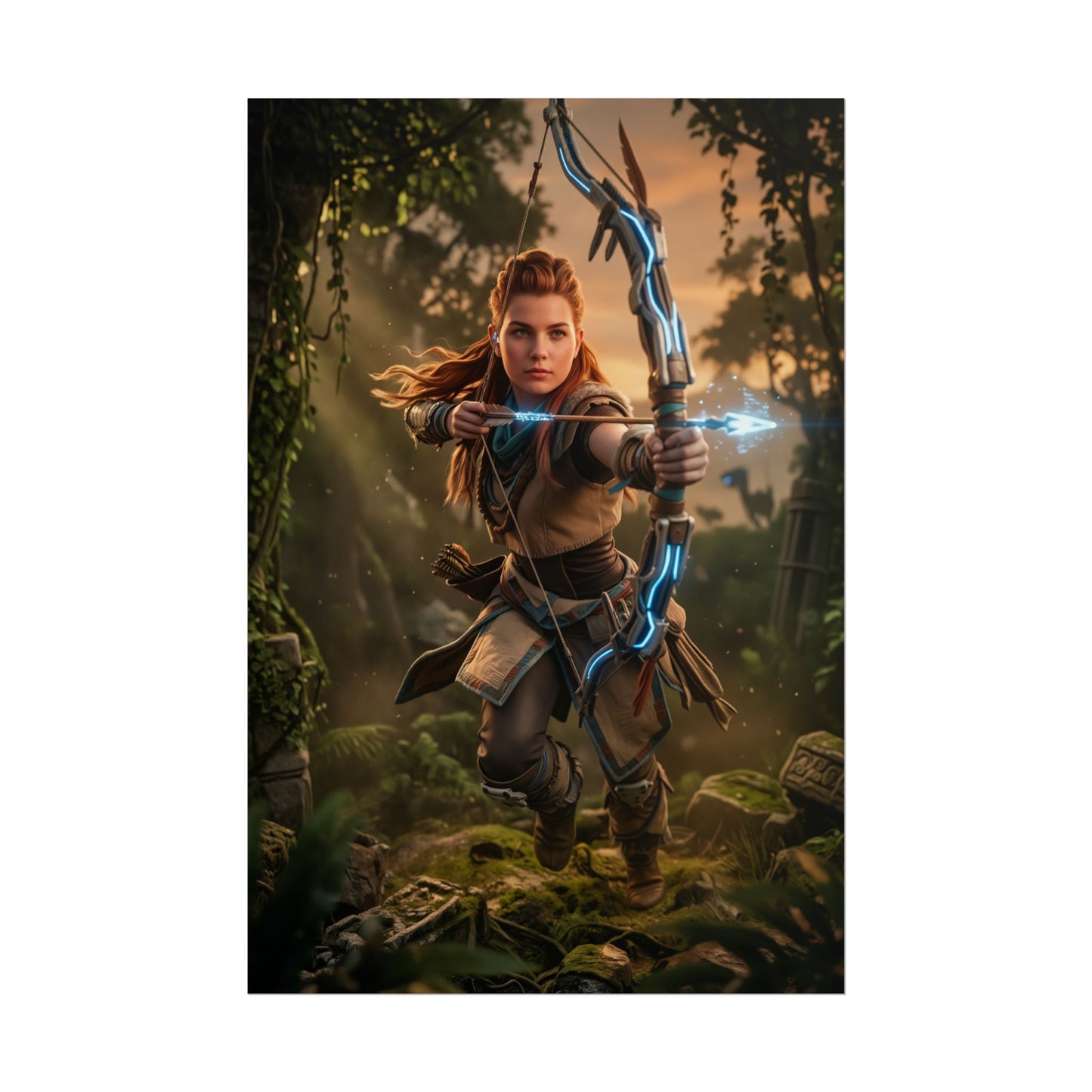 Aloy Horizon Zero Dawn Poster, Horizon Forbidden West Kunstdruck, Kriegermädchen Wanddeko, Spielzimmer Kunst, Gamer Geschenk