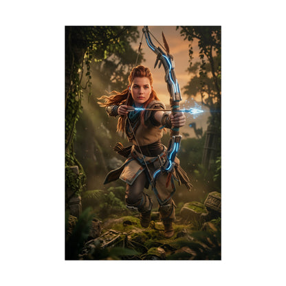 Aloy Horizon Zero Dawn Poster, Horizon Forbidden West Kunstdruck, Kriegermädchen Wanddeko, Spielzimmer Kunst, Gamer Geschenk