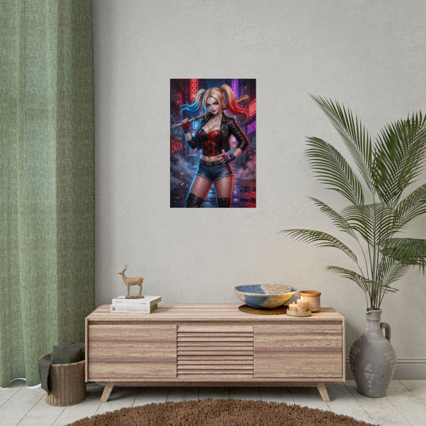 Harley Quinn DC Comics Poster Joker Girl Wall Art Crazy Clown Woman Print Comic Character Gaming Room Decor Gift