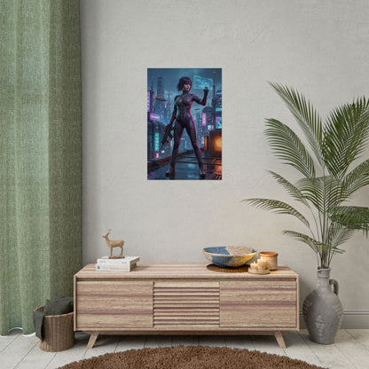 Motoko Kusanagi Poster, Ghost in the Shell Art Print – Sci-Fi Wall Art – cyberpunk Motoko poster in gamer room decor