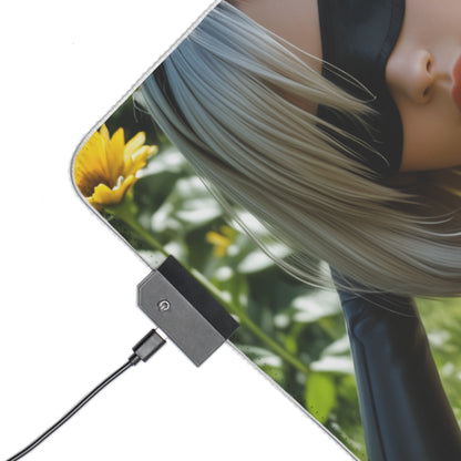 2B Schreibtischunterlage – LED RGB-Pad, Nier Automata Waifu Anime-Mädchen Gaming-Setup