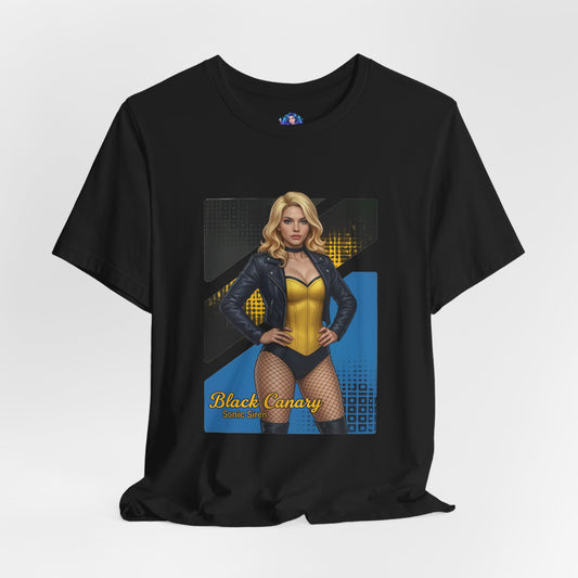 Black Canary T-Shirt | DC Comics Anime Tee for Gamers & Hero Fans - anime-style Black Canary graphic on Bella Canvas black tee