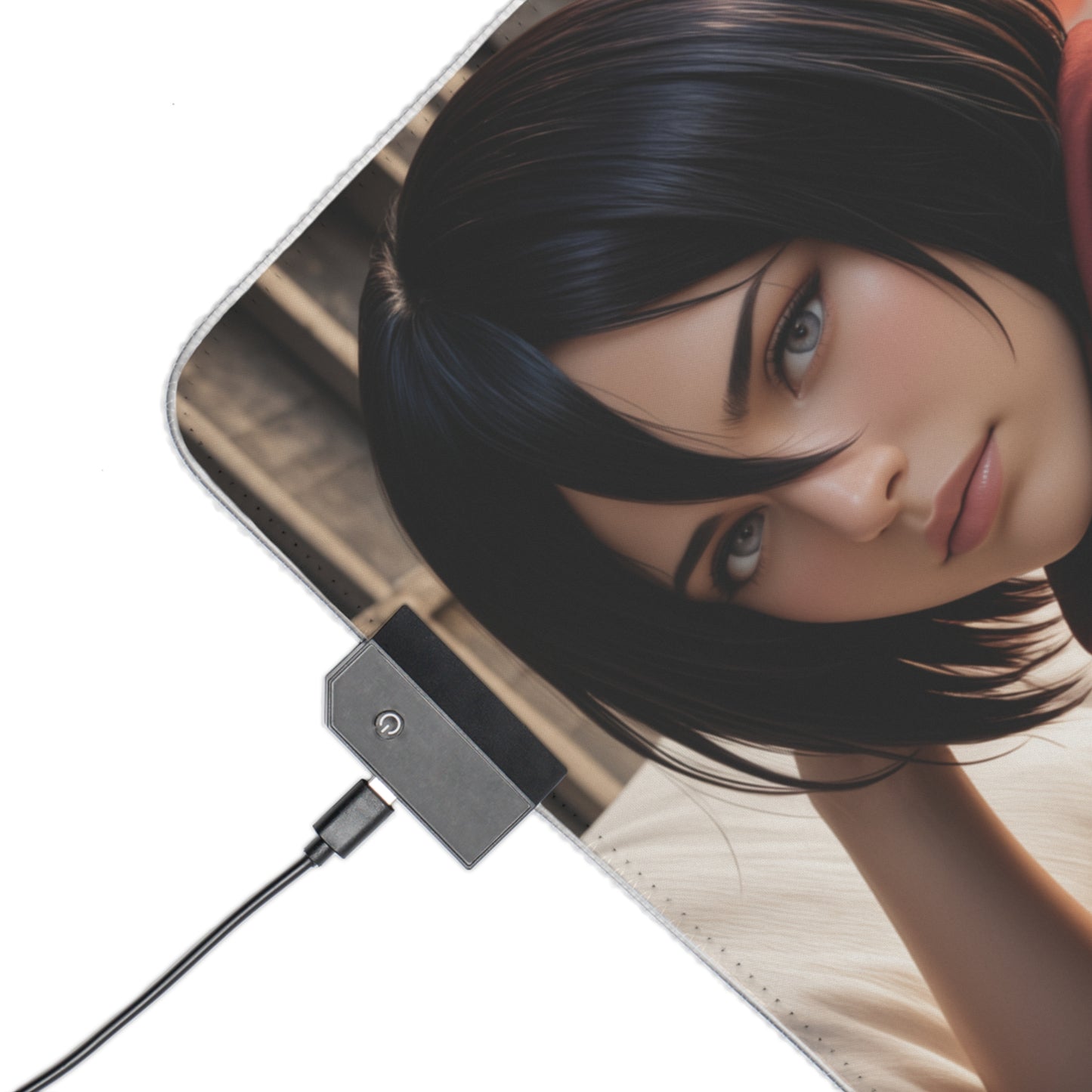 Mikasa Ackerman Desk Mat – LED RGB Pad, Elegant Waifu Anime Girl Setup