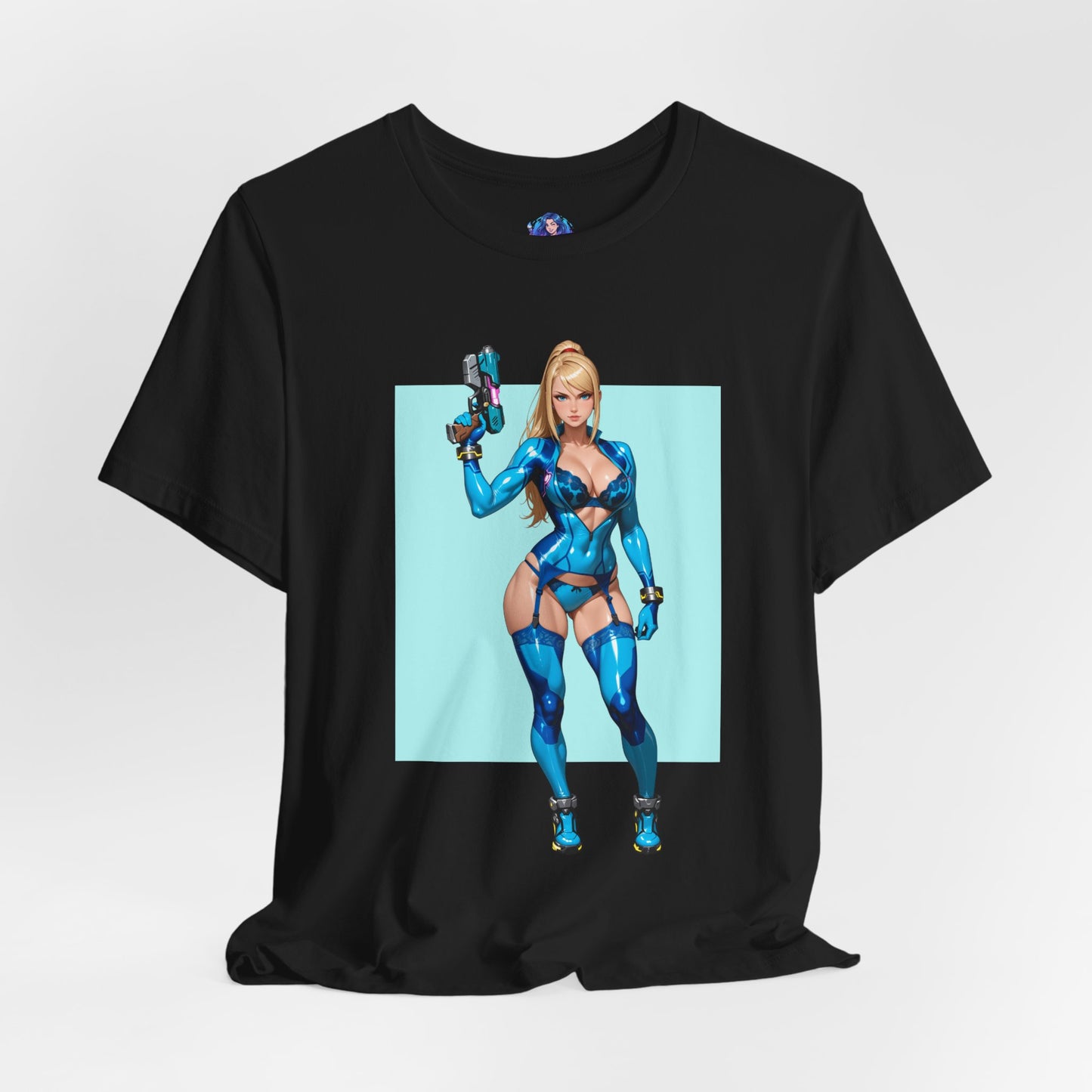 Samus Aran Grafik-T-Shirt | Sci-Fi-Kopfgeldjäger-T-Shirt für Gamer | Anime-Power-Armor-Shirt