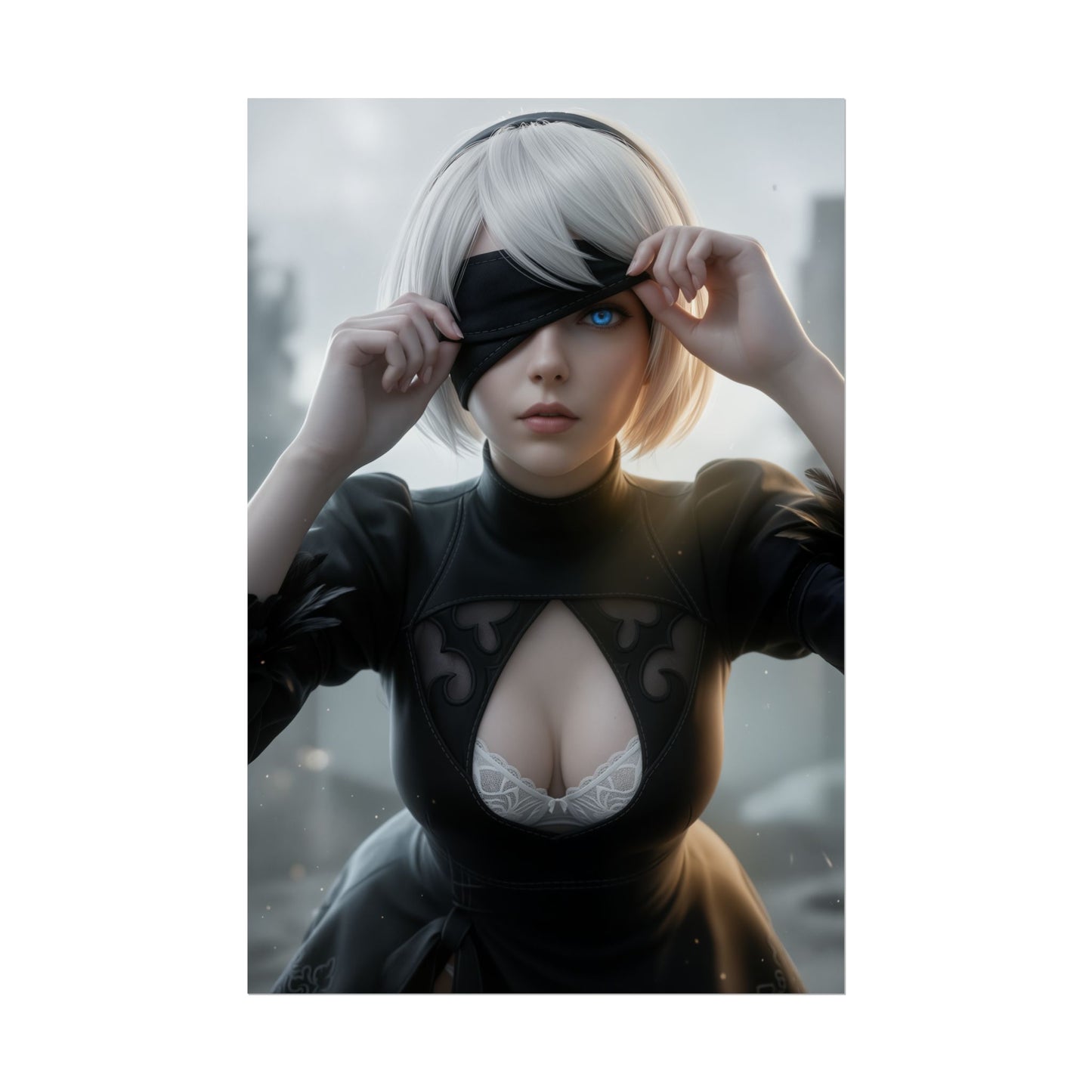 2B Nier Automata Poster, Nier Automata Wall Art Print, Android Girl Art, Gaming Room Decor, Gamer Gift