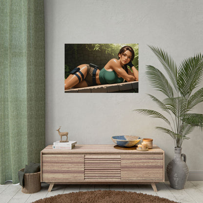 Настінний плакат з ігровою героїнею | Художній принт Лари Крофт Вайфу для облаштування або спальні