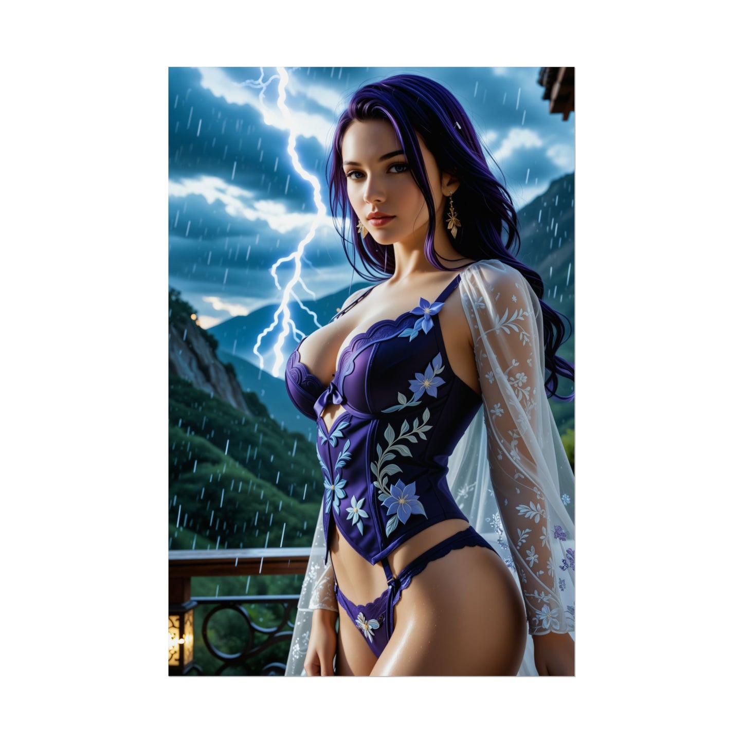 Аніме-постер Райдена Сьогуна | Настінне мистецтво Вайфу для кімнати отаку або ігрової конфігурації