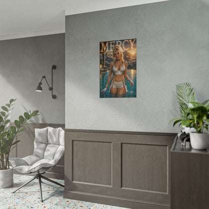 Gaming Wall Art Mercy Overwatch Poster Bedroom Game Room Decor Art Print