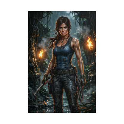 Lara Croft Tomb Raider Poster Adventure Woman Wall Art Explorer Girl Print Action Character Gaming Room Decor Gift