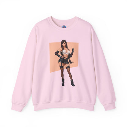 Tifa Lockhart Sweatshirt, Kämpfer-Rundhalsausschnitt, Gemütliche RPG-Gaming-Bekleidung