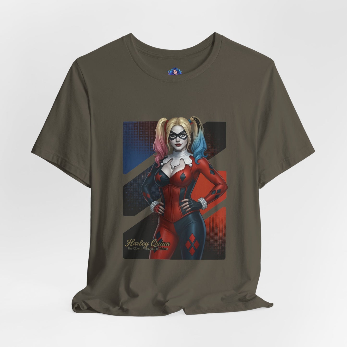 Harley Quinn T-Shirt | DC Comics Anime Tee for Gamers & Comic Fans - anime-style Harley Quinn on Bella Canvas tee
