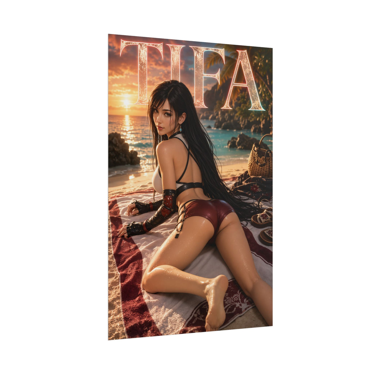 Game Room Decor Tifa Lockhart Wall Art Poster Collectible Character Print