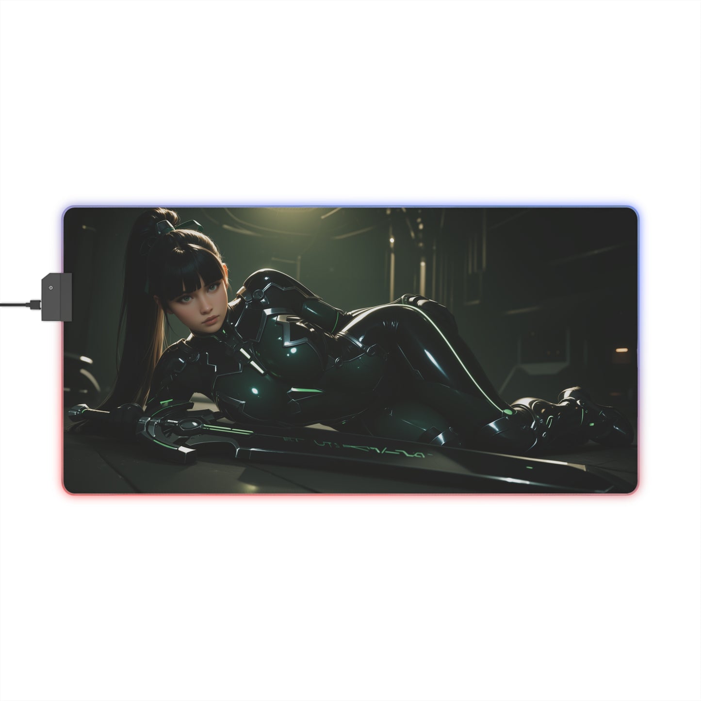 Eve Schreibtischunterlage – LED RGB-Pad, Stellar Blade Waifu Anime-Mädchen Gaming-Setup