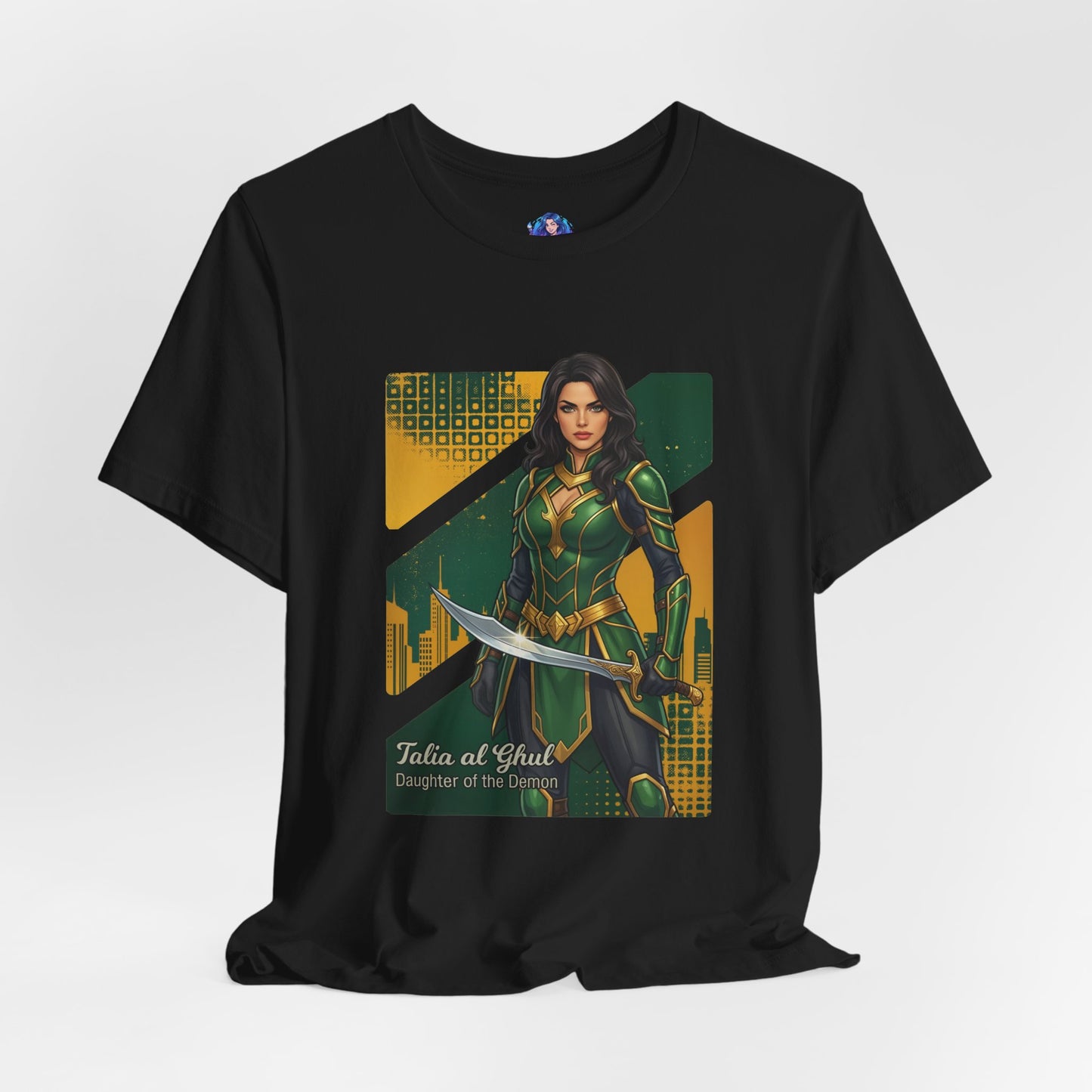 Talia al Ghul T-Shirt | DC Comics Anime Tee for Gamers & Comic Fans - anime-style Talia portrait on Bella Canvas tee