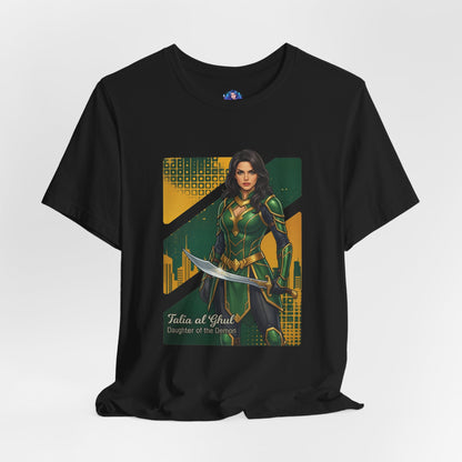 Talia al Ghul T-Shirt | DC Comics Anime Tee for Gamers & Comic Fans - anime-style Talia portrait on Bella Canvas tee