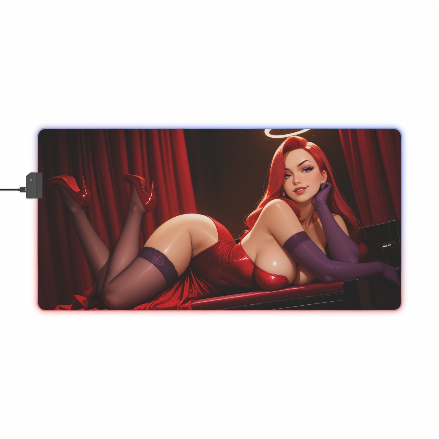 Jessica Rabbit Schreibtischunterlage – LED RGB-Pad, Waifu Anime Girl Gaming-Setup