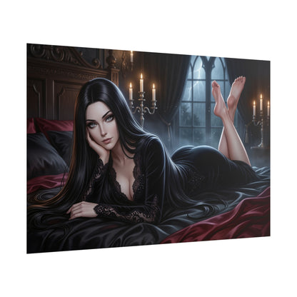 Morticia Addams Poster, Gothic Wall Art, Horror Print, Room Decor