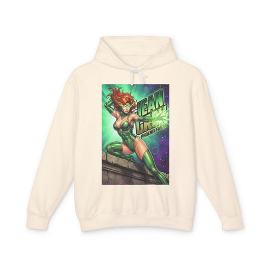 Jean Grey Hoodie | Marvel Superhero Hoodie | Phoenix Force Pullover - cream hoodie with vibrant Jean Grey Phoenix Force comic art front print