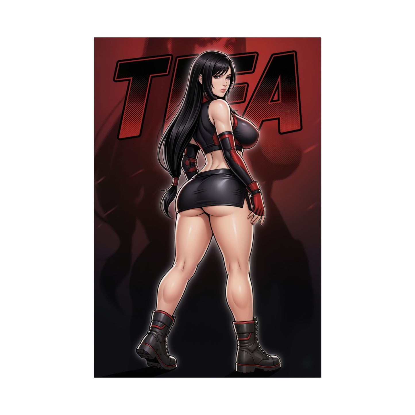 Tifa Lockhart Poster, Final Fantasy Wall Art Print, RPG Fighter Girl Decor, Gaming Room Wall Art, Gamer Gift