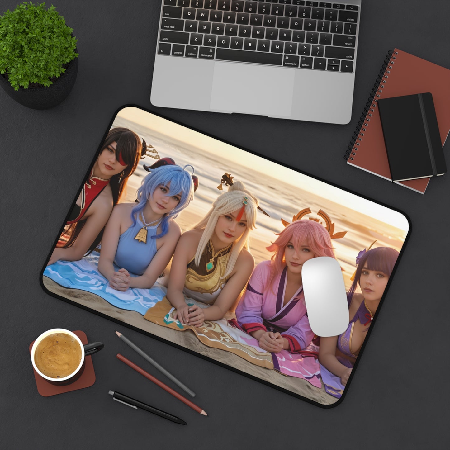 Genshin Impact Girls Gaming Mouse Pad, Anime RPG Desk Mat, Fantasy Heroine Setup featuring vibrant heroines on a premium desk mat
