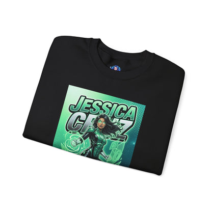 Jessica Cruz Sweatshirt, DC Comics Crewneck, Green Lantern Fan Apparel black folded crewneck featuring Jessica Cruz green energy print