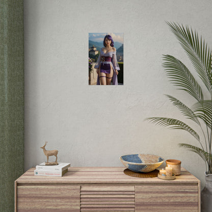 Настінне мистецтво фентезійного вайфу | Аніме-постер Райдена Сьогуна для ігрової конфігурації