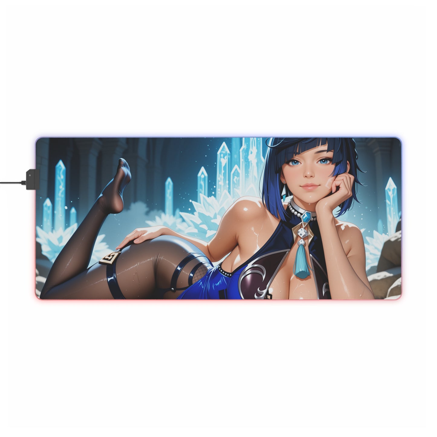 Килимок для столу Yelan – світлодіодний RGB-підсвітлювальний килимок, ігровий комплект для дівчат з аніме Waifu
