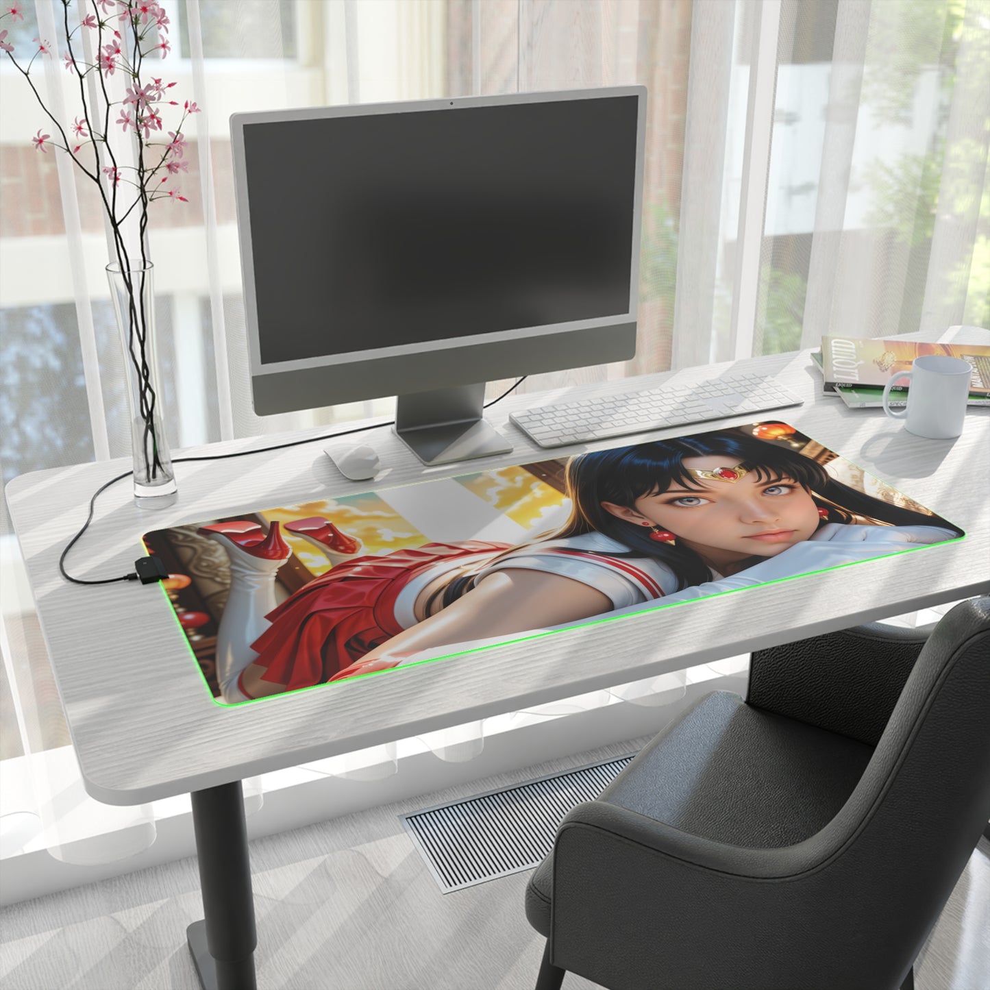 Килимок для столу Sailor Mars – світлодіодний RGB-підкладка, набір для дівчини з аніме Mystic Waifu