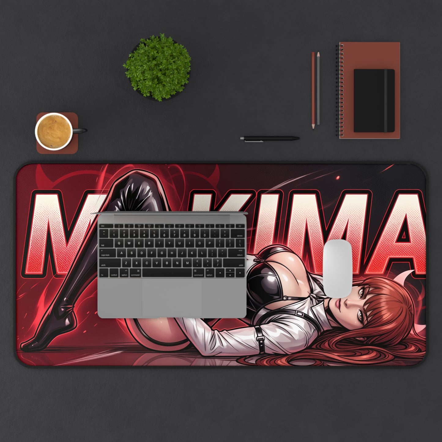 Makima Mouse Pad – Anime Gaming Mouse Pad, Stylish Gamer Desk Decor featuring Makima artwork on large red gaming desk pad