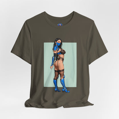 Kitana Grafik-T-Shirt | Mortal Kombat T-Shirt für Otakus und Kampfspielfans | Blaues Ninja-Waifu-Shirt
