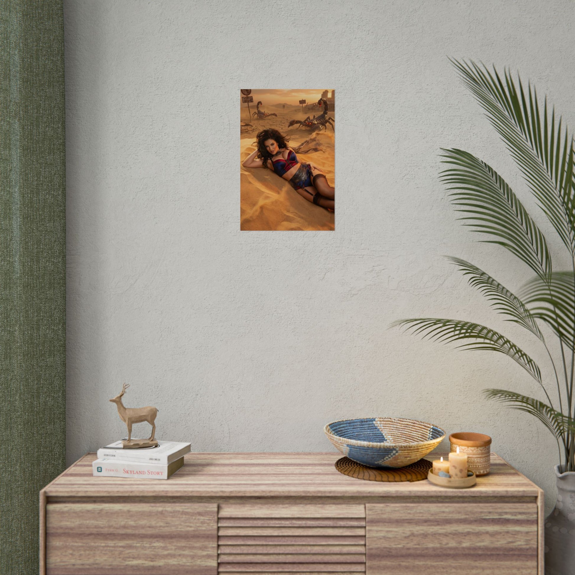 Fallout Pinup Woman Poster / Fallout Pinup Wall Art / Fallout Pinup Art Print / Fallout Poster - retro-futuristic pinup woman reclining in desert scene