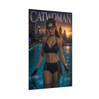Comic Wall Art Catwoman Poster Heroine Room Decor Collectible Character Print